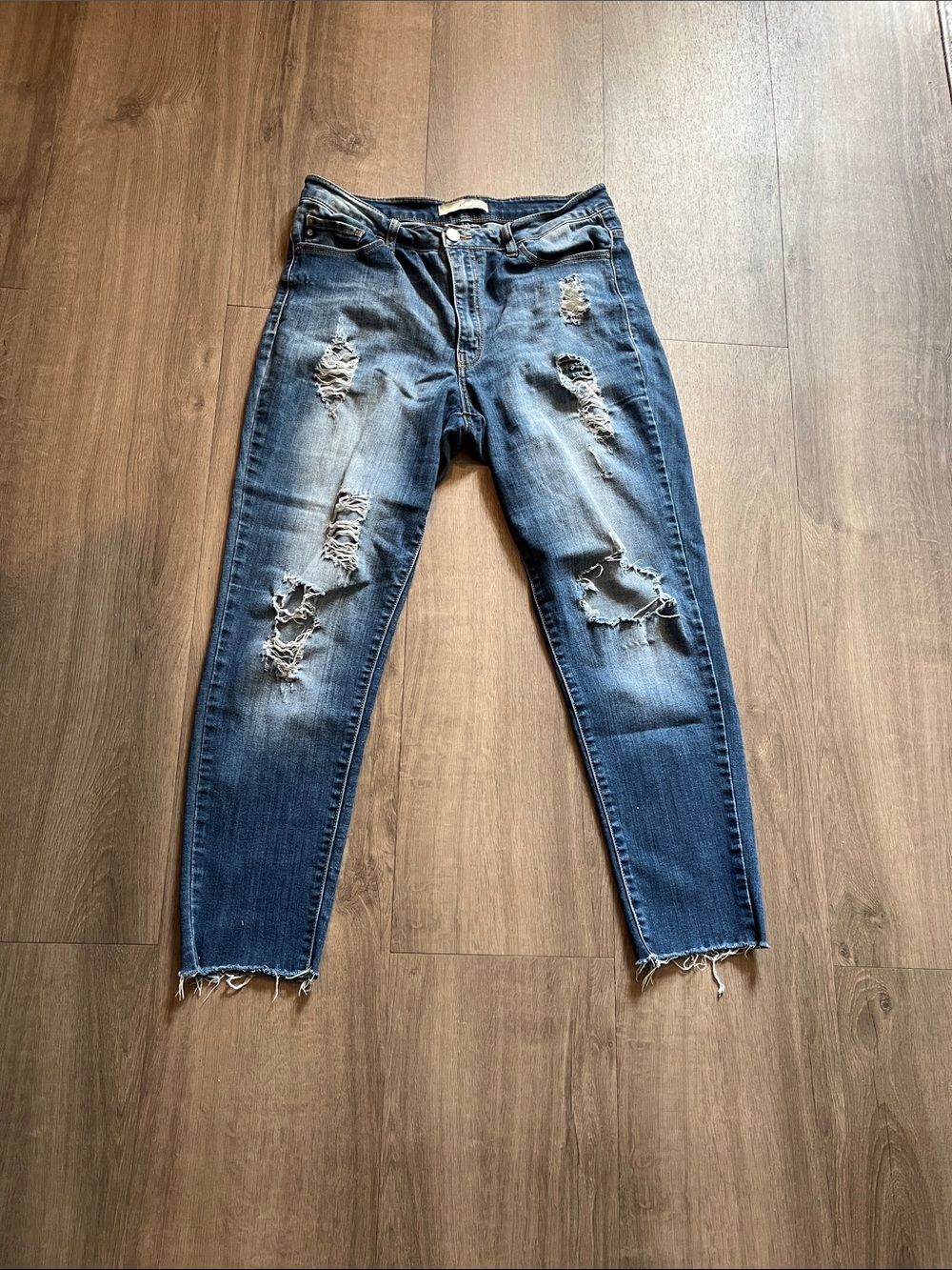KanCan Distressed Boyfriend Jeans - Medium Blue